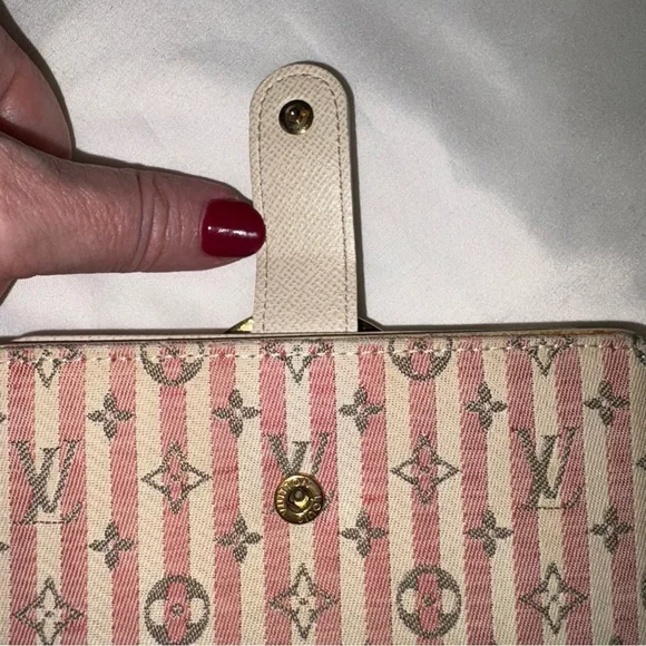 LOUIS VUITTON *rare* Mini Lin Croisette Portefeuille Viennois Pink/Rouge Wallet - Picture 8 of 15